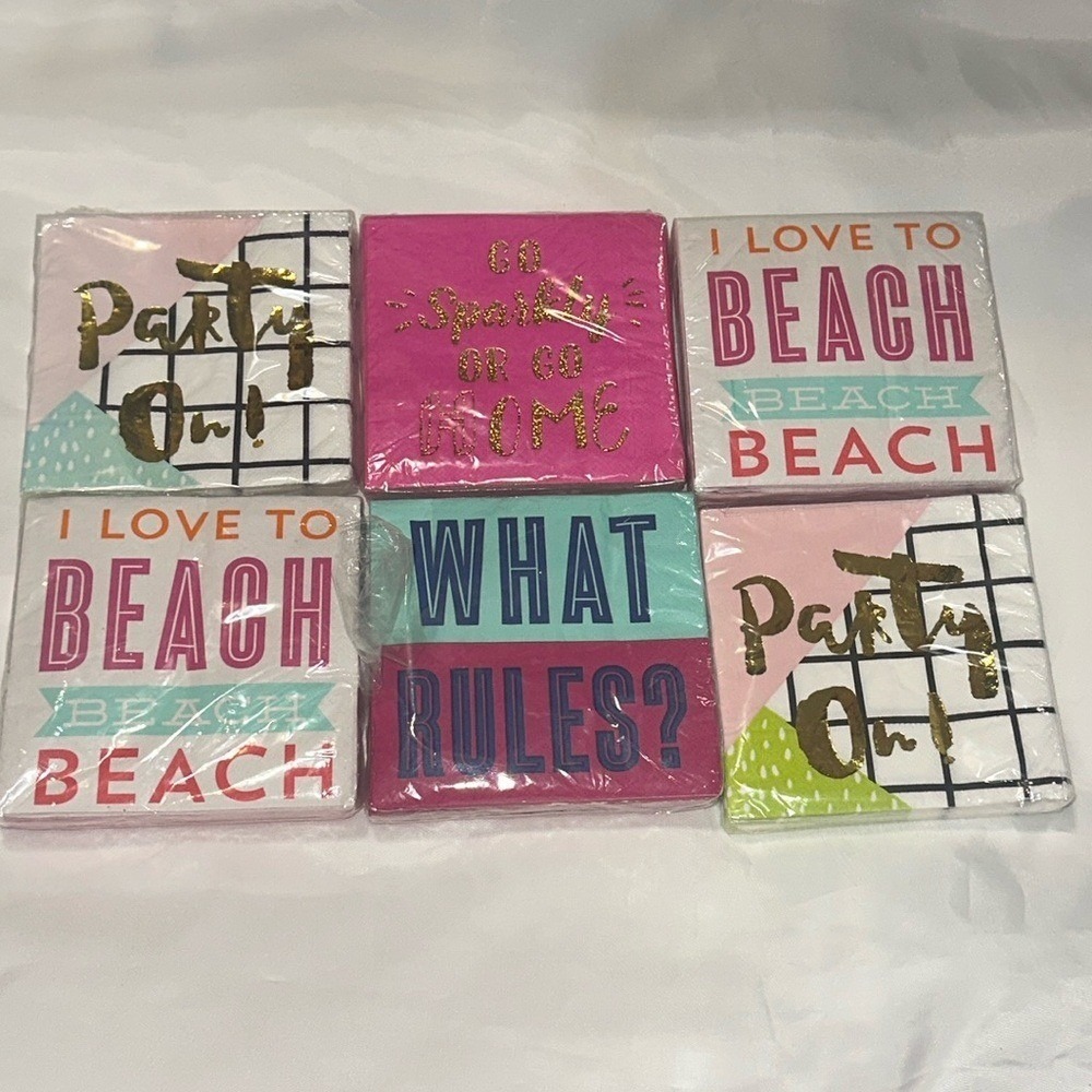 Slant Collections Inviting Company Beverage Napkins 6 Pack Assorted Party Beach